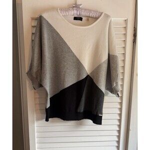 TAHARI XL Geometric Color Block sweater Dolman Sleeves Classic Modern Minimalist